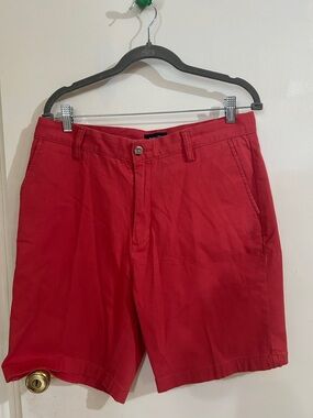 Nautica Men's Red Flat-Front Cotton Shorts